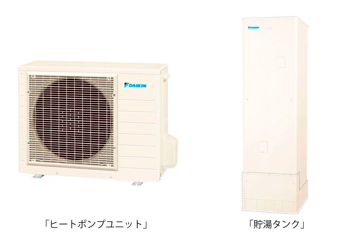 ヒートポンプユニットと貯湯タンク